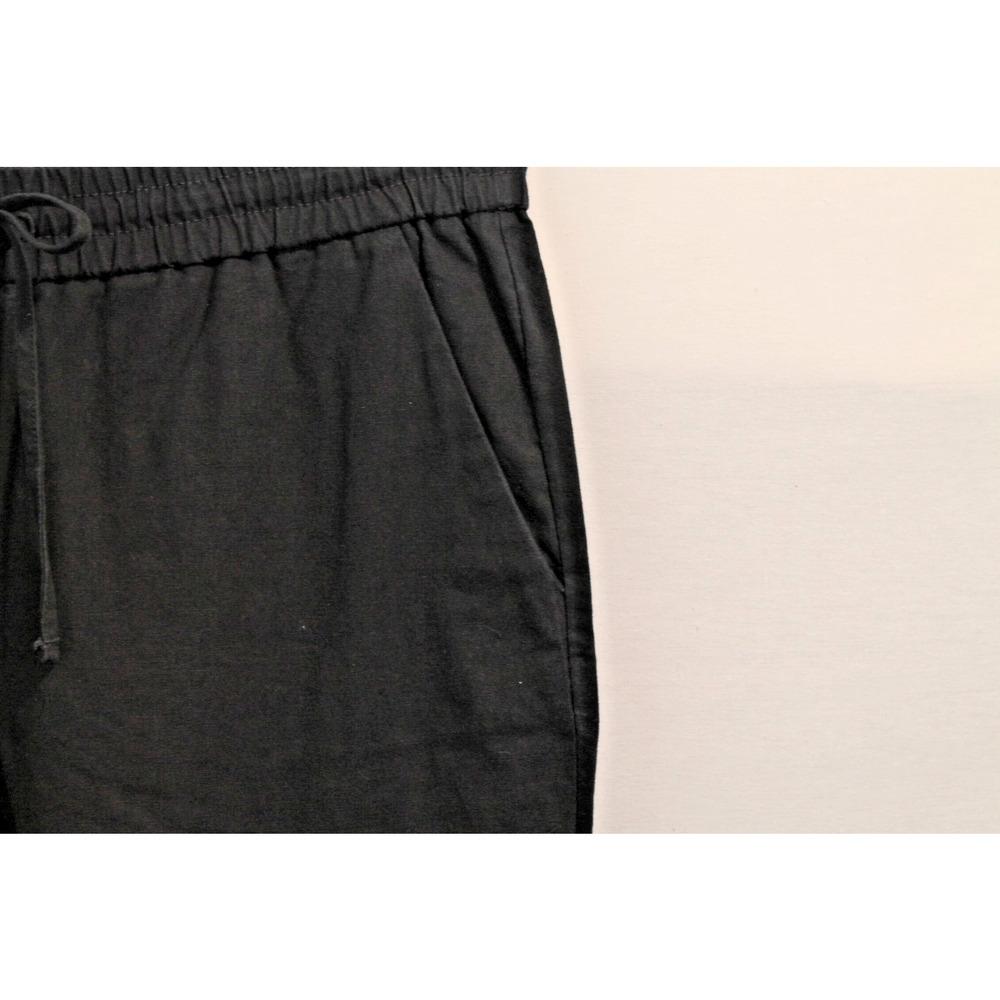 J Crew Linen Blend Pants Womens size 10 Black Drawstring Pockets Cropped Pull-on - Picture 4 of 12